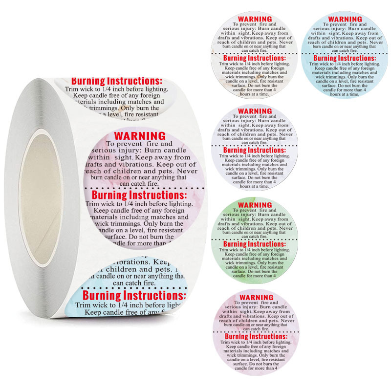 Candle Warning Label - 500 etichette di avvertenza per contenitori