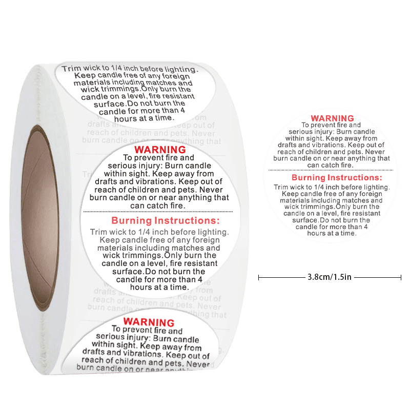Candle Warning Label - 100-500 pz 1 pollice Adesivo di