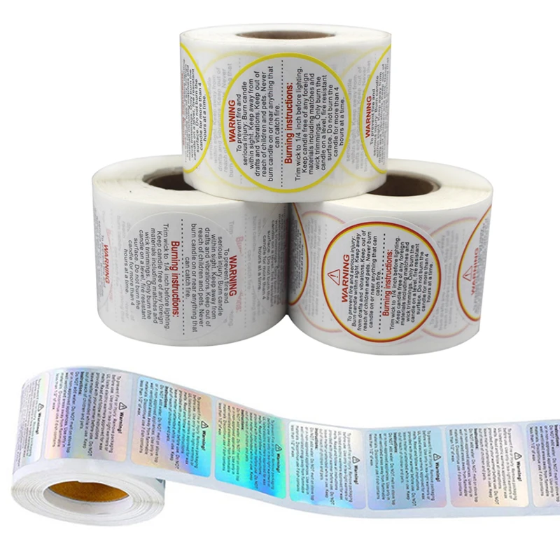 Candle Warning Label - 500 pezzi etichetta di avvertimento candela