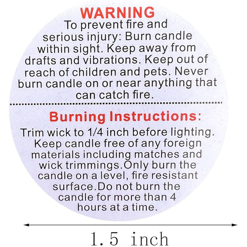 500/1000 pz Etichette di Avver - Candle Warning Label recensione e prezzo